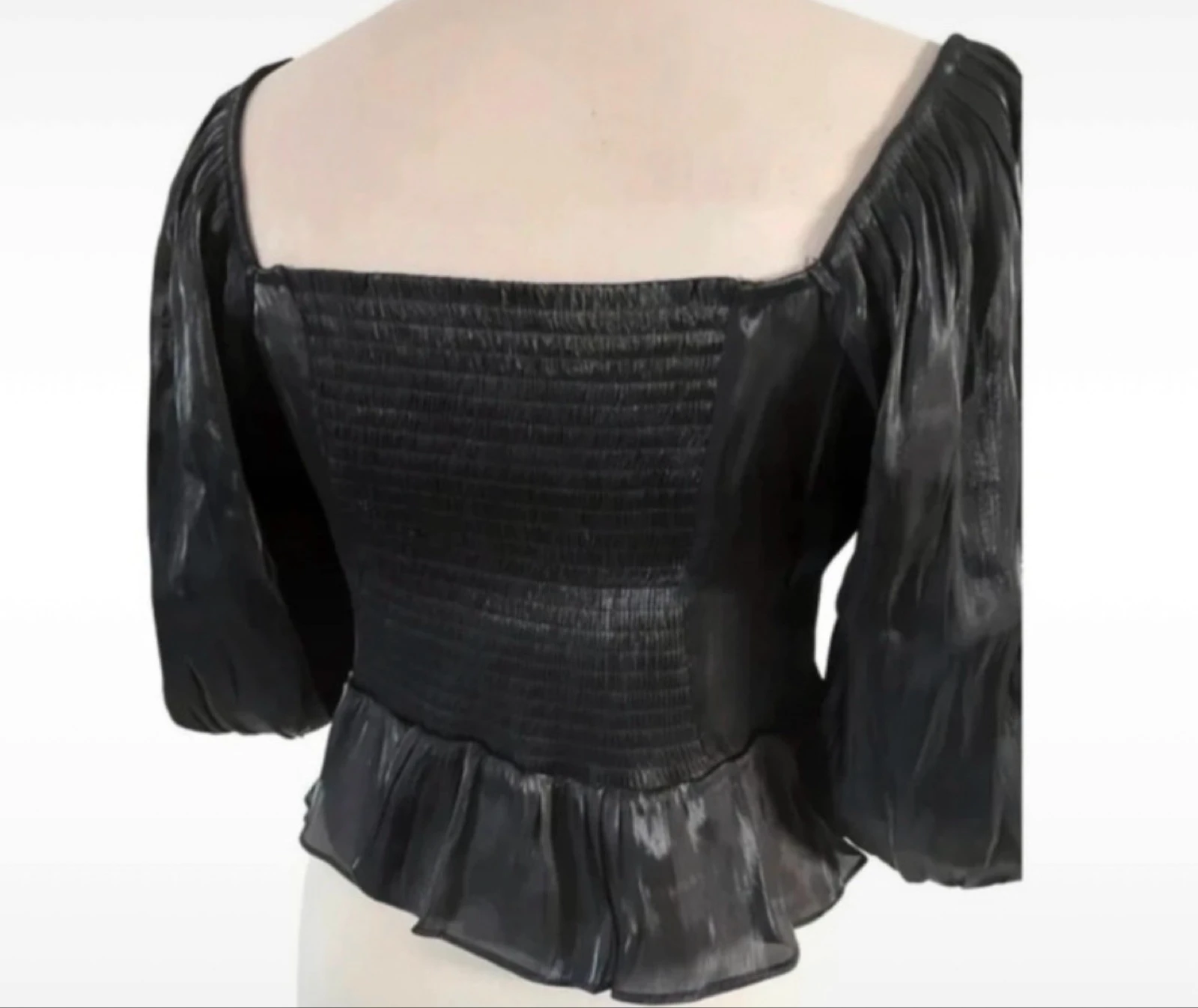 Pieces zwarte blouse met pofmouwen maat M – photo 6